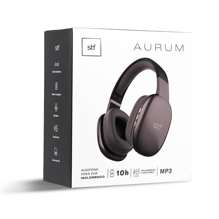 Audífonos inalámbricos On ear | STF Aurum | Micrófono 10 horas uso Negro - STF - ST-H16451