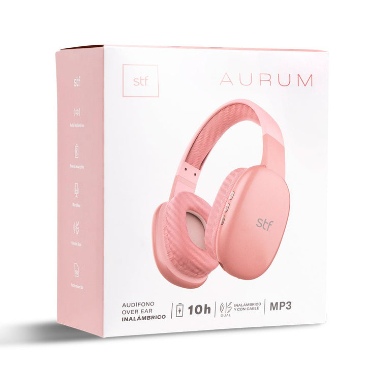 Audífonos inalámbricos On ear | STF Aurum | Micrófono 10 horas uso Rosa - STF - ST-H16437