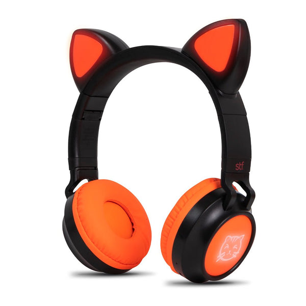 Audífonos Inalámbricos On ear | STF Katu | Micrófono Orejas Gato Negro - STF - ST-H04733