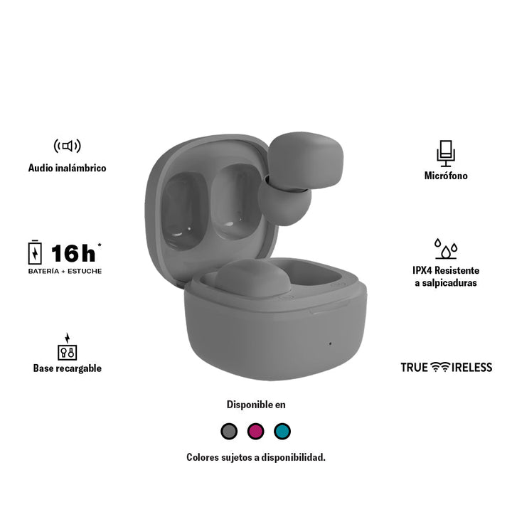 Audífonos inalámbricos True Wireless | STF Mini Bit | in ear IPX4 4 h Gris - STF - ST-E78419