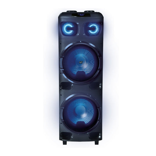 Bafle Bocina Power Block: 12" pulgadas, Ruedas, Karaoke, 120W, función TWS, audio inalámbrico