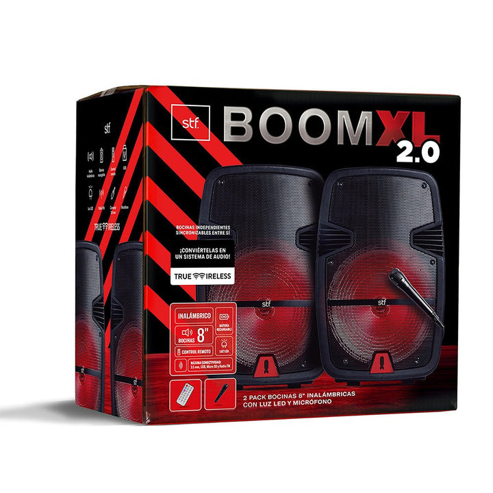 Bafle bocina inalámbrica | STF Boom XL 2.0 | 8" pulgadas, Kit 2 pz, Karaoke, TWS - STF - ST-S84551