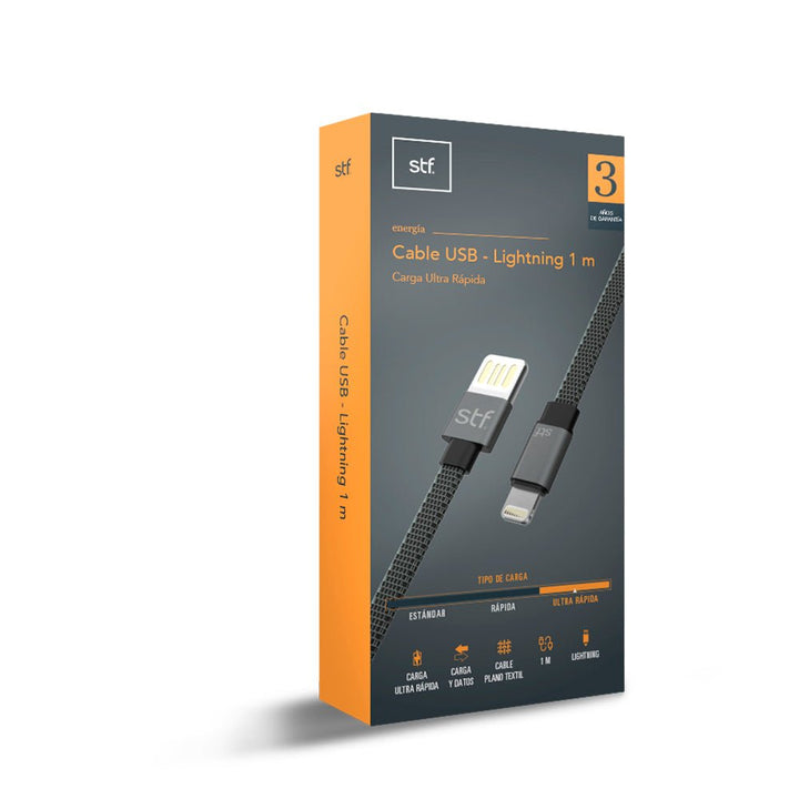 Cable para celular | STF Lightning | Carga ultra rápida 1 metro Negro - STF - ST-A02879