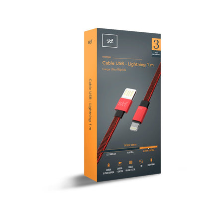 Cable para celular | STF Lightning | Carga ultra rápida 1 metro Rojo - STF - ST-A02886