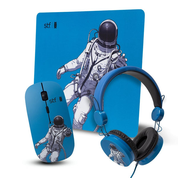 Kit Audífonos, mouse y mousepad | STF Erick Escalante 3 en 1 | para computadora azul - STF - ST-P16147