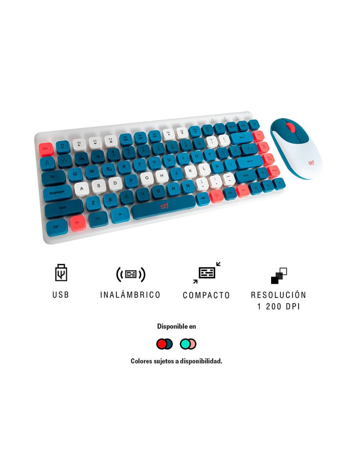 Kit Teclado + Mouse inalámbrico | STF VIVA! | para computadora June Azul - STF - ST-A93478