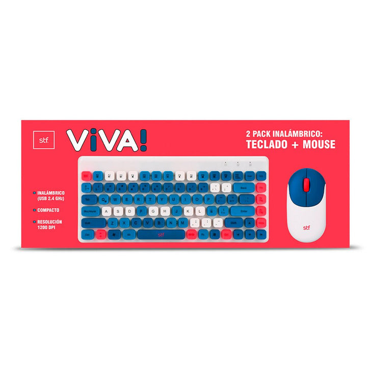 Kit Teclado + Mouse inalámbrico | STF VIVA! | para computadora June Azul - STF - ST-A93478