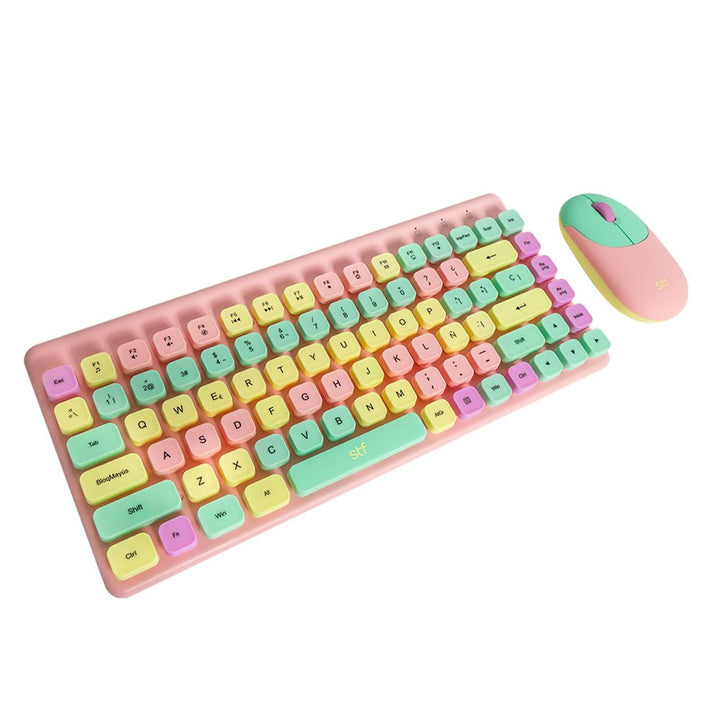 Kit Teclado + Mouse inalámbrico | STF VIVA! | para computadora Sweet Rosa - STF - ST-A93461