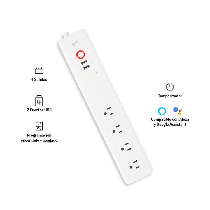 Multicontacto inteligente | STF Smart home | compatible con Google Assistant o Alexa - STF - ST-HA37356