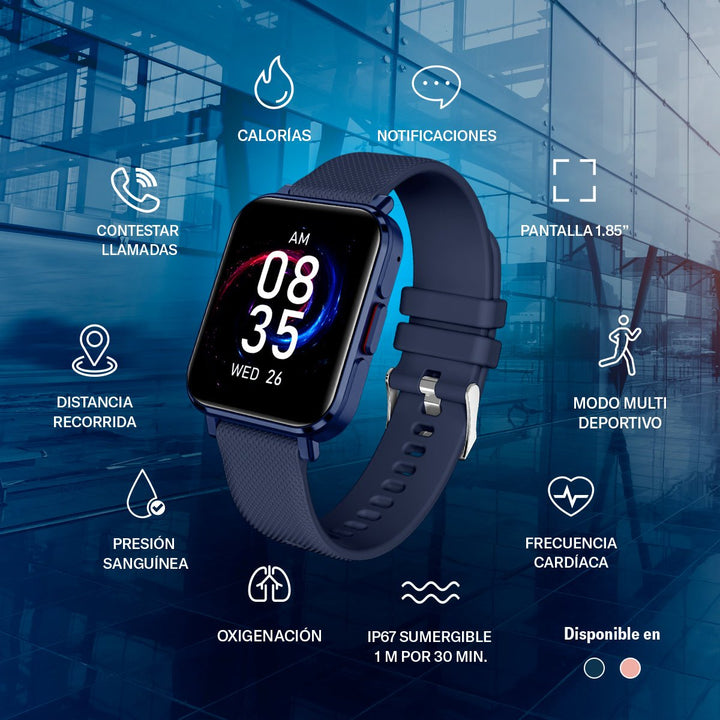 Smartwatch reloj inteligente | STF Kronos Optimum | 1.85", IP67 Azul - STF - ST-W36205