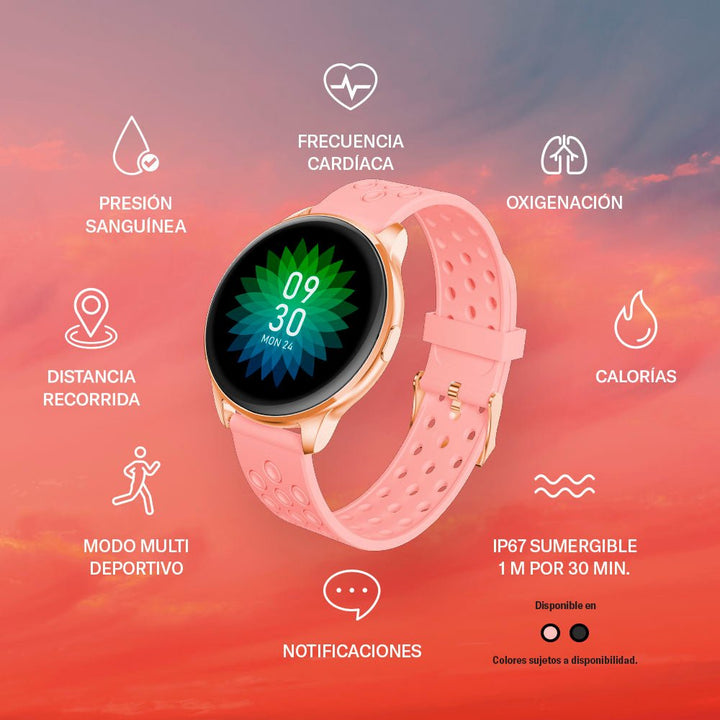 Smartwatch reloj inteligente | STF Kronos Sport | Resistencia al agua IP68 rosa - STF - ST-W37943